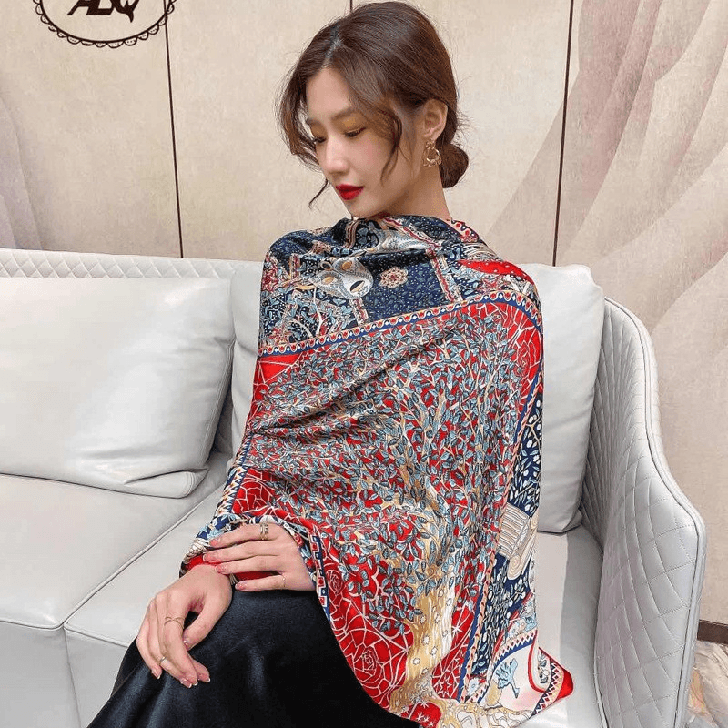 women's large faux silk scarf, view 16 - MRSLM