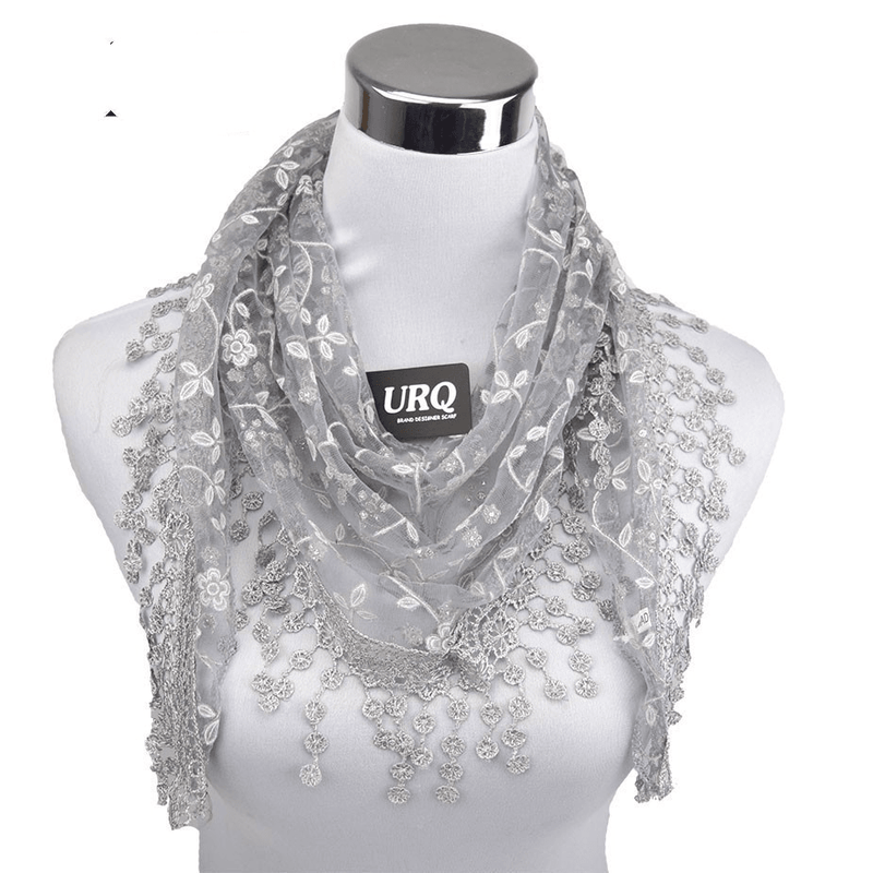small floral velvet triangle scarf, view 8 - MRSLM
