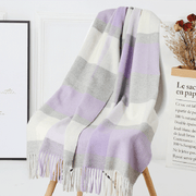 women's plaid wool tassel scarf, view 20 - MRSLM