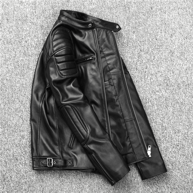 men's slim stand-collar motorcycle jacket, view 5 - MRSLM