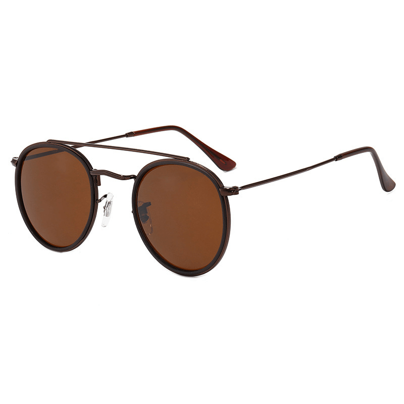 fashion retro round stainless steel sunglasses, view 4 - MRSLM