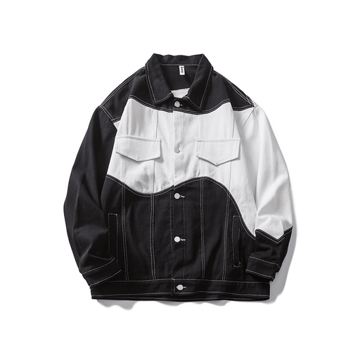 black and white stitched denim-style jacket - MRSLM