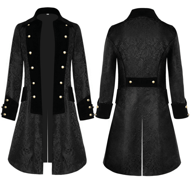 Men's black jacquard retro uniform jacket - MRSLM