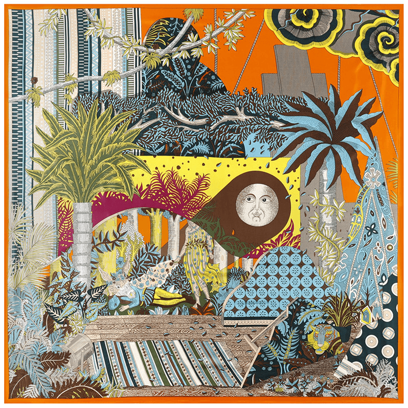 flower and bird twill scarf, view 9 - MRSLM