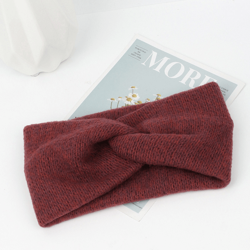 wide cross knitted bowknot headband, view 7 - MRSLM