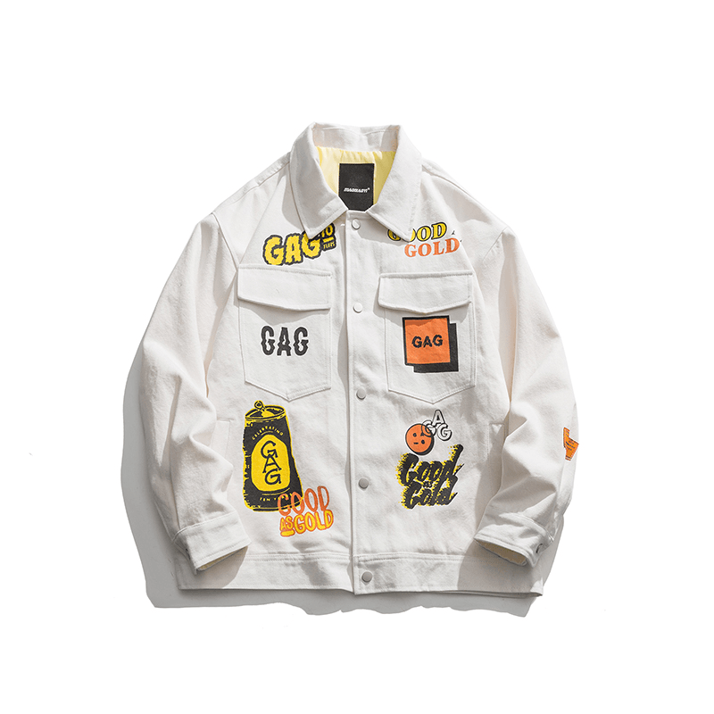 Men's graffiti print work jacket, view 6 - MRSLM