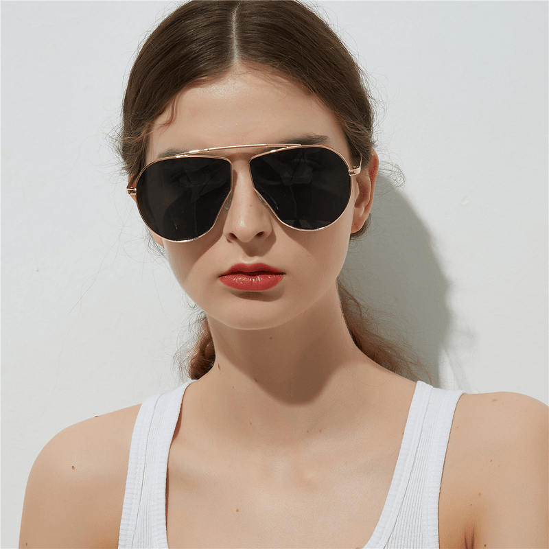 women's polygonal metal frame sunglasses, view 9 - MRSLM