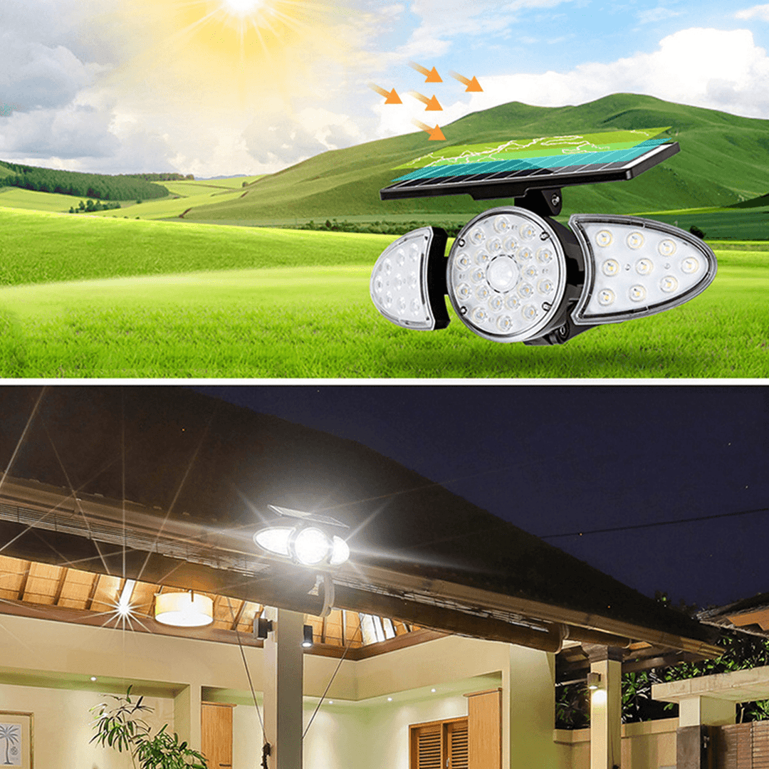 LED Solar Wall Light Adjustable Head IP65 Waterproof Super Bright Body Sensor Light Solar Spotlight for Outdoor Garden Yard - MRSLM