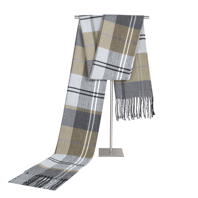 men's extra long grid scarf, view 6 - MRSLM