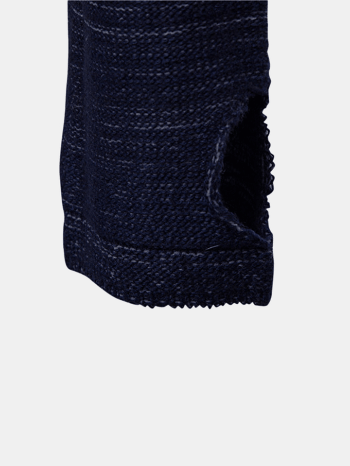 Mens Knit Cut Out Cuff Warm Casual Drawstring Pullover Sweaters - MRSLM