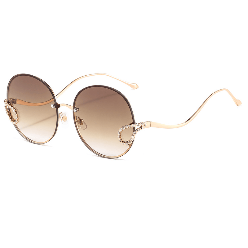 Women's retro gold-frame sunglasses, view 3 - MRSLM