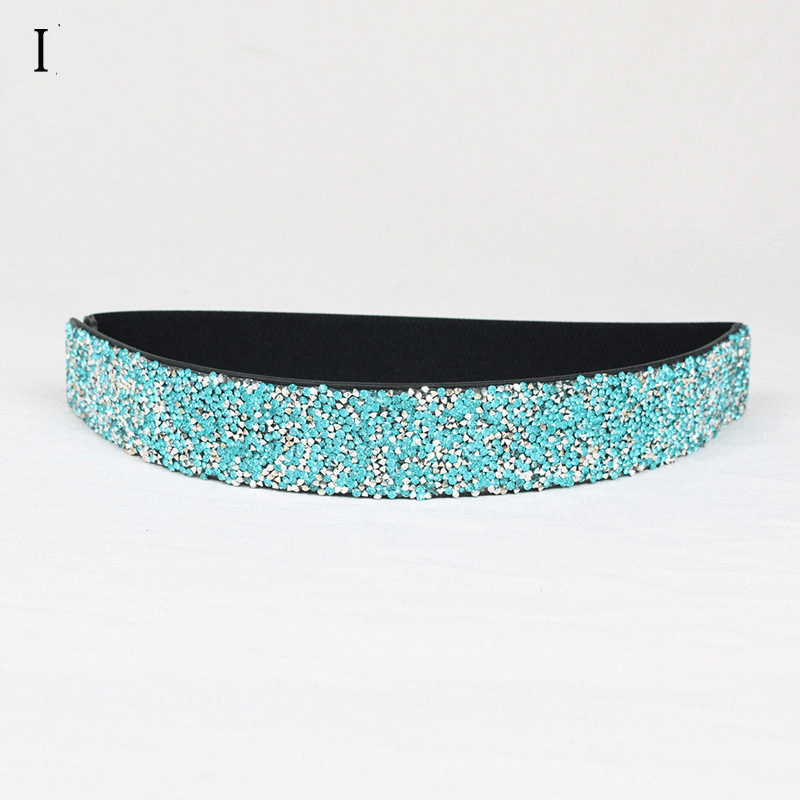Women's rhinestone elastic wide belt, view 8 - MRSLM
