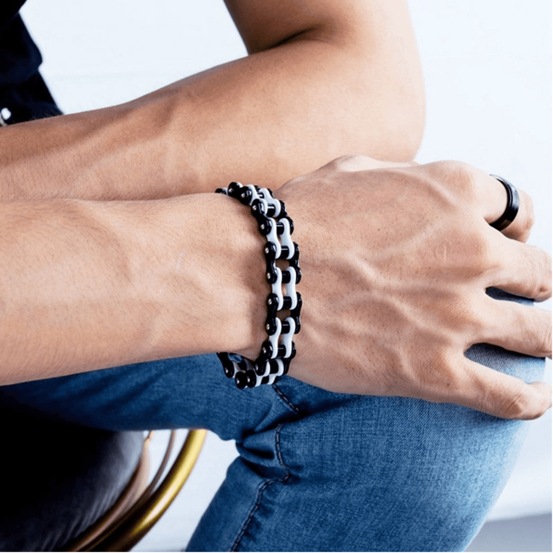 Men Stainless Steel Bracelet Bangle Motorcycle Bike Link Chain Jewelry Gifts - MRSLM