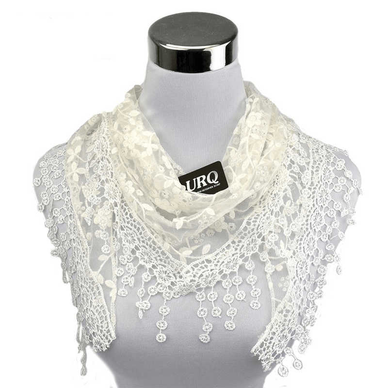 small floral velvet triangle scarf, view 5 - MRSLM