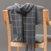 plaid imitation cashmere tassel scarf, view 9 - MRSLM