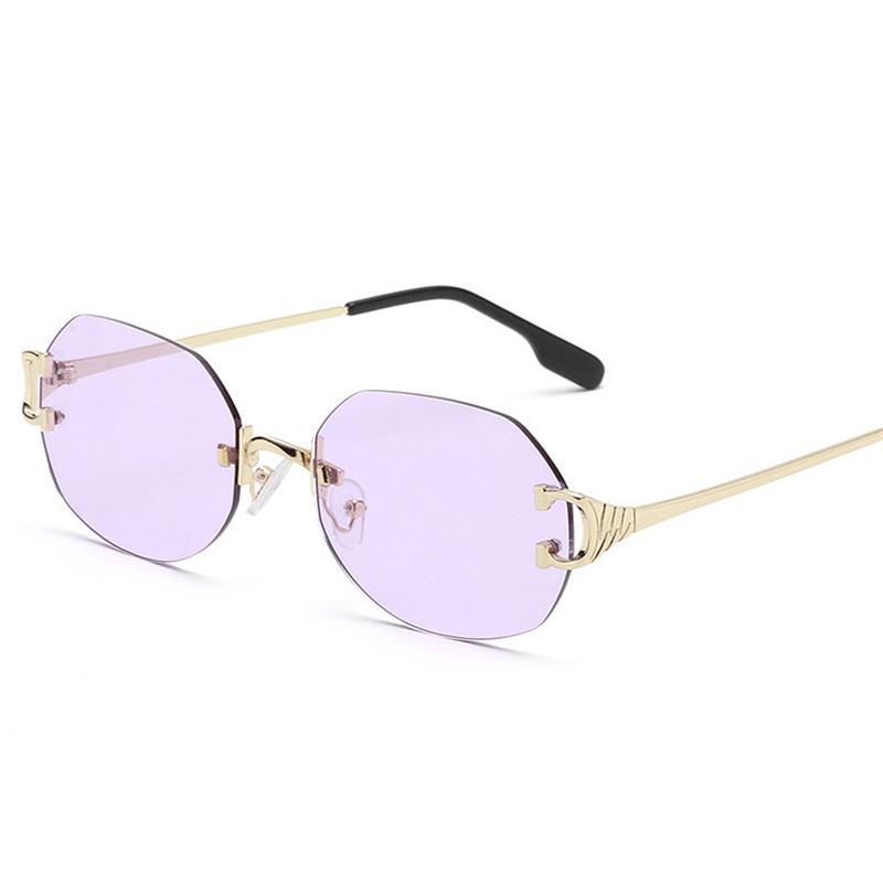 oval frameless trimmed unisex sunglasses, view 3 - MRSLM