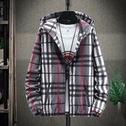 men's slim hooded plaid jacket, view 4 - MRSLM