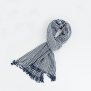 Unisex striped fringed scarf, view 3 - MRSLM