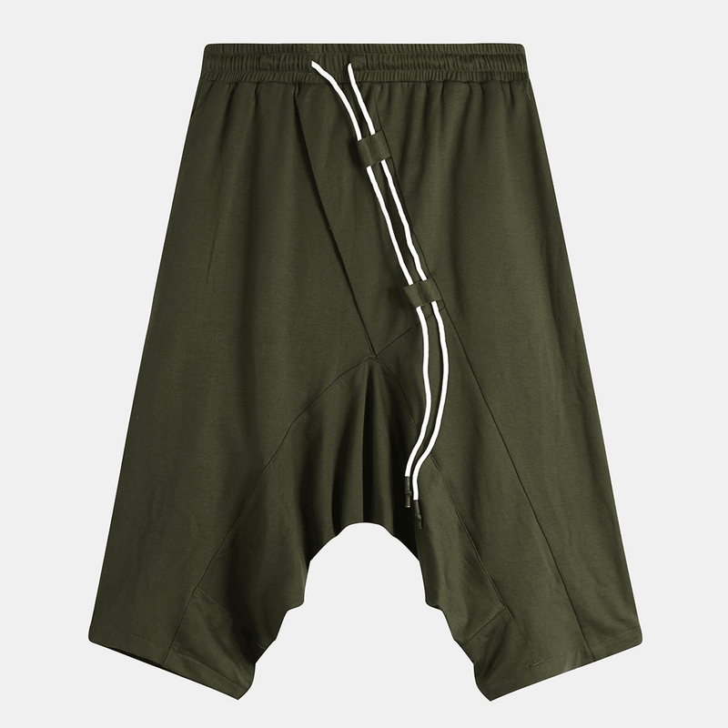 Men's army green cotton shorts, view 4 - MRSLM
