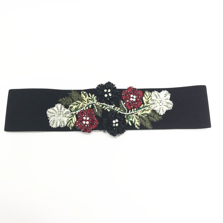 Embroidered Ladies Waist Flower-Shaped Decorative Buckle All-Match Single Loop Weaving - MRSLM