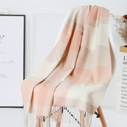 women's plaid wool tassel scarf, view 18 - MRSLM