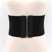 women's wide black elastic woven waist belt - MRSLM