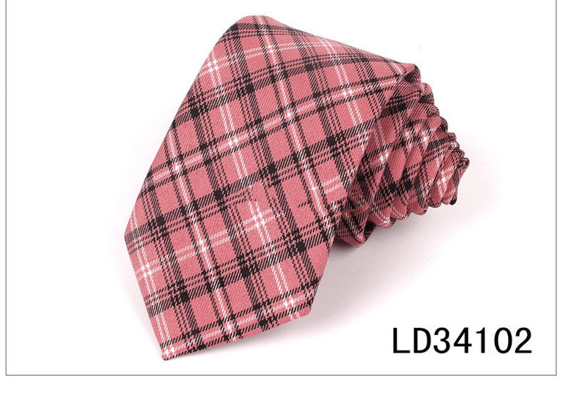 plaid polyester silk necktie, view 8 - MRSLM