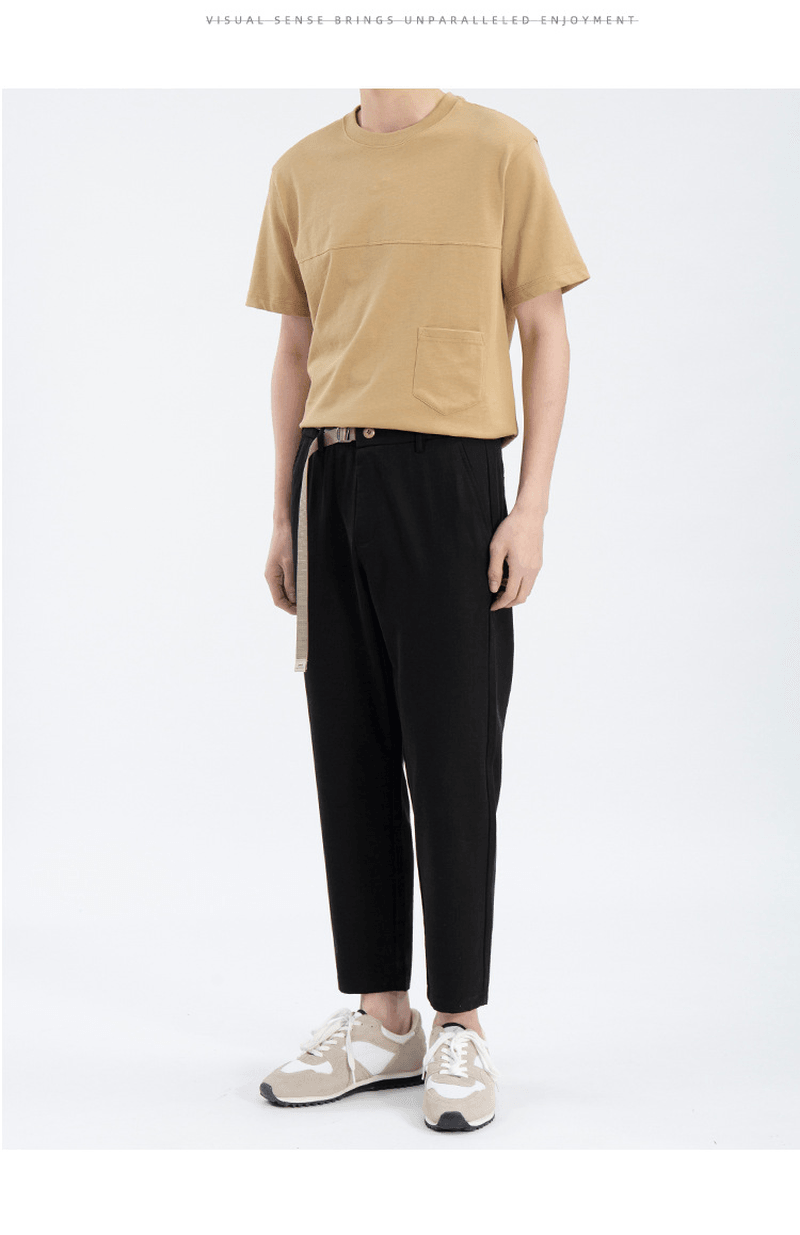 men's slim straight cropped trousers, view 3 - MRSLM