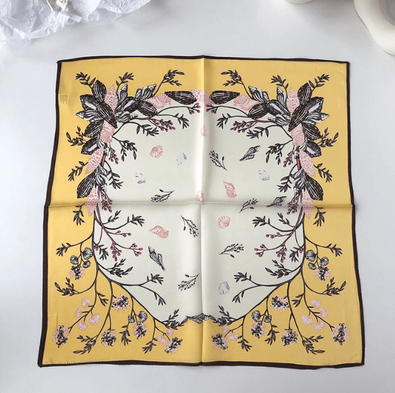 women's small floral silk scarf, view 7 - MRSLM
