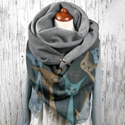 women's cat print triangle shawl scarf, view 2 - MRSLM