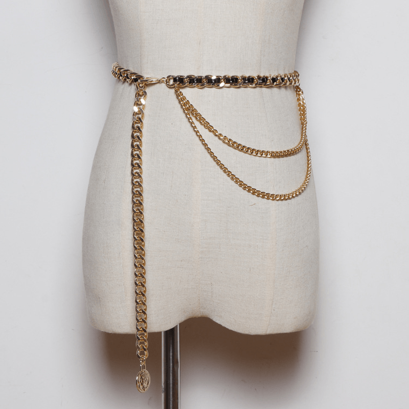 women's braided metal waist chain, view 5 - MRSLM