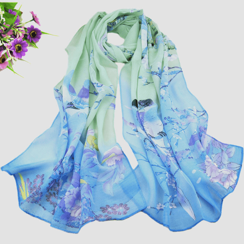 women's printed chiffon scarf, view 5 - MRSLM