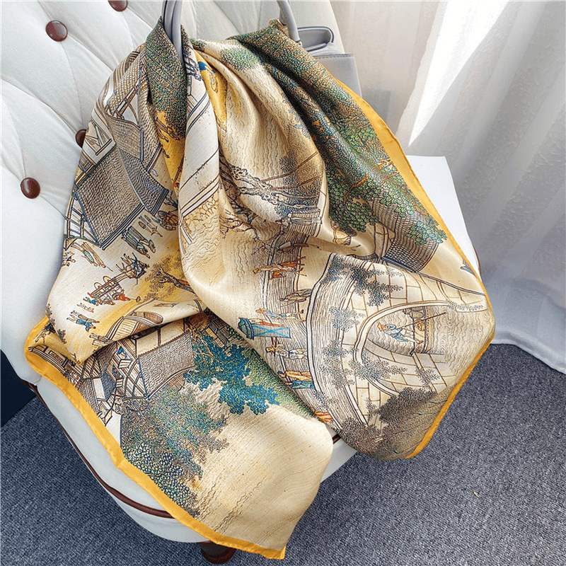 women's large square silk scarf, view 4 - MRSLM