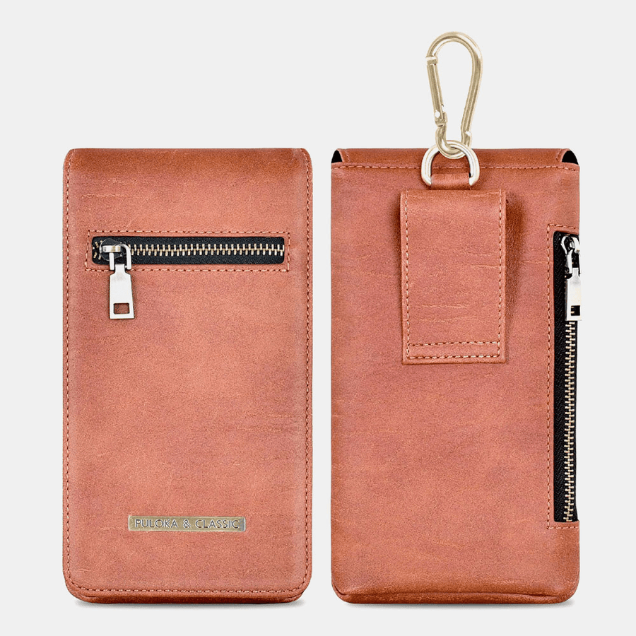 Men PU Leather Magnet Adsorption Multifunctional 6.3 Inch Phone Bag Sports Zipper Wallet Waist Bag with Hook Up - MRSLM