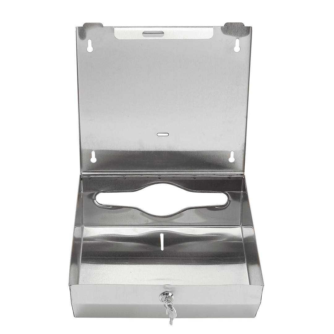 Stainless Steel Compact Hand Towel Paper Shelf Holder Dispenser with Lock Washroom Use - MRSLM