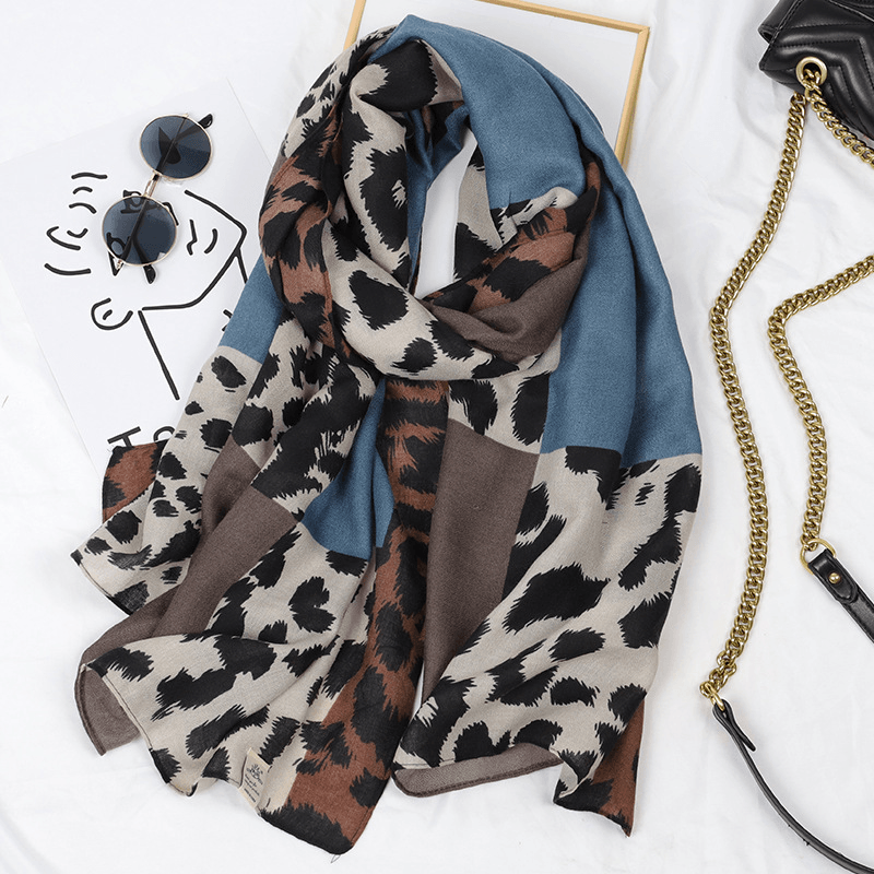 leopard print cotton linen scarf - MRSLM