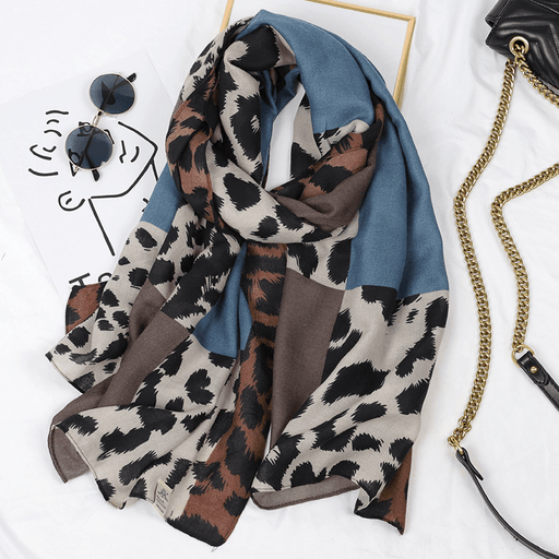 leopard print cotton linen scarf - MRSLM