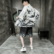 men's cotton kimono cardigan cloak, view 4 - MRSLM