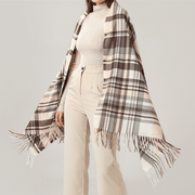 plaid imitation cashmere scarf with tassels, view 9 - MRSLM