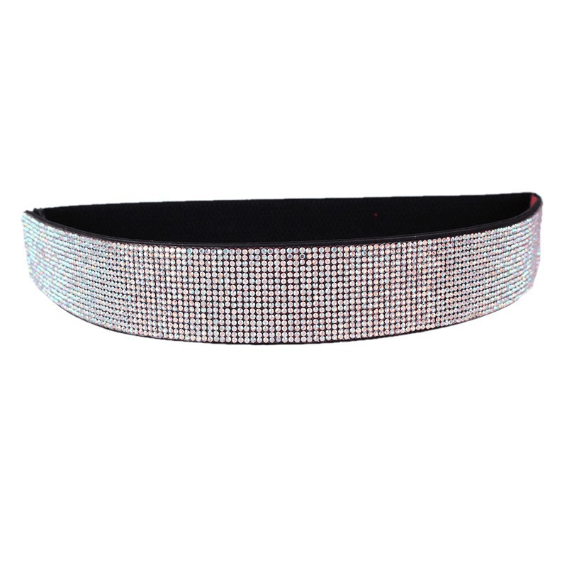 Women's rhinestone elastic wide belt, view 13 - MRSLM