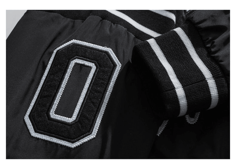 retro color block baseball jacket, view 10 - MRSLM