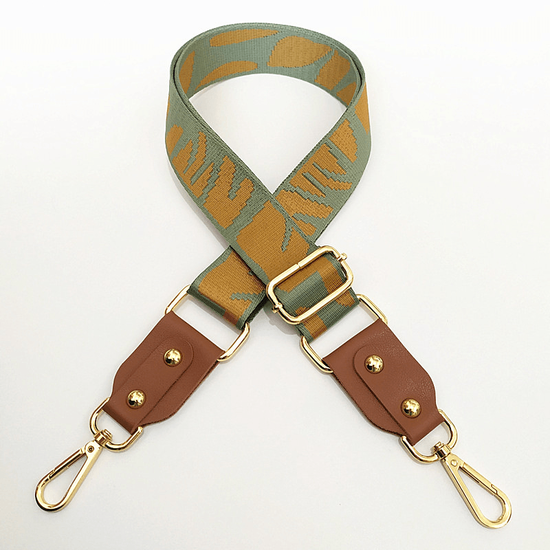adjustable jacquard bag strap with leather, view 13 - MRSLM