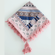 ethnic style fringed square scarf, view 6 - MRSLM