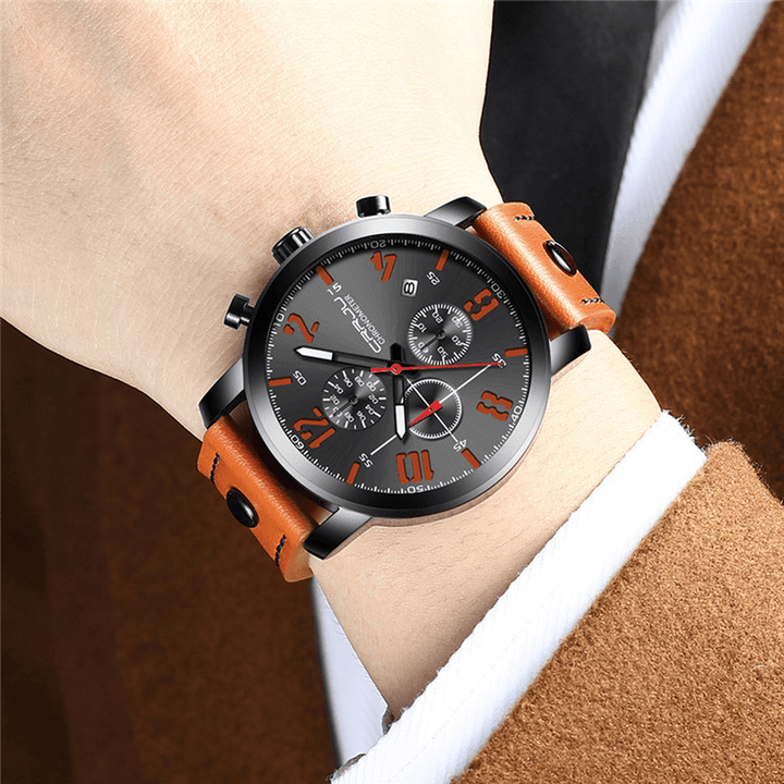 CRRJU 2215 Chronograph Casual Style Men Wrist Watch Luminous Display Quartz Watch - MRSLM