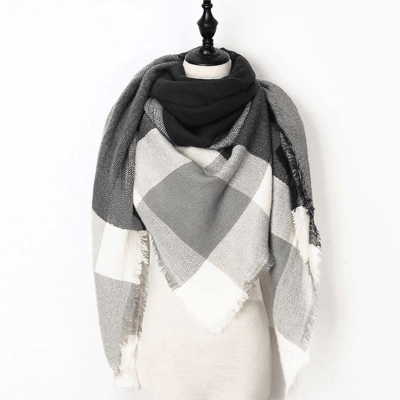 imitation cashmere double-sided plaid shawl, view 5 - MRSLM