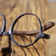 Big round glasses frame with wood temples, view 4 - MRSLM