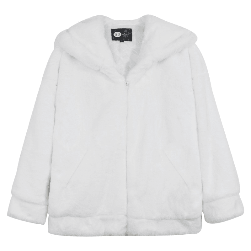 Plain white plus-velvet coat, view 3 - MRSLM