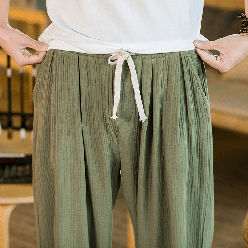 2021 Spring New Men'S Cotton Hemp Chinese Style Loose Casual Pants Young Men'S Elastic Leggings Men'S Wholesale - MRSLM