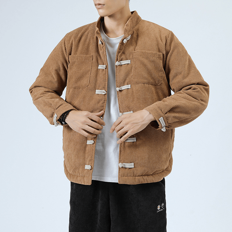 men's casual cotton buckle top coat, view 4 - MRSLM