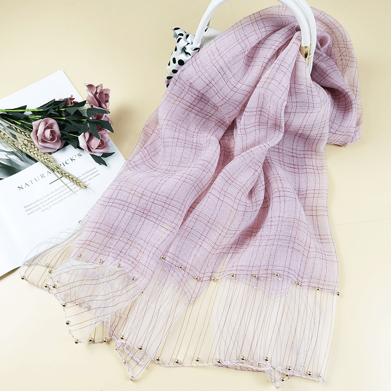 elegant pearl silk scarf shawl, view 11 - MRSLM